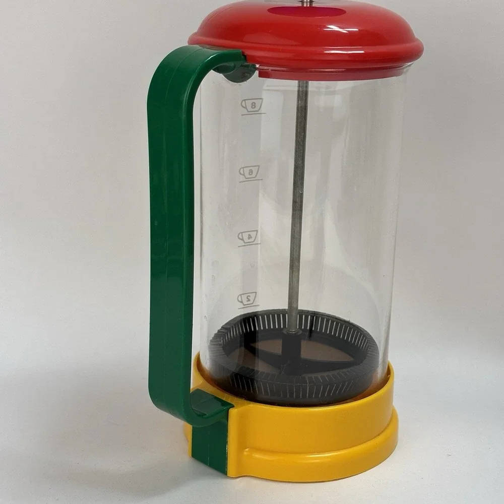 80s French press Cafetiere BMF - Germany Colorful MCM Retro Glass Coffee Cafe
